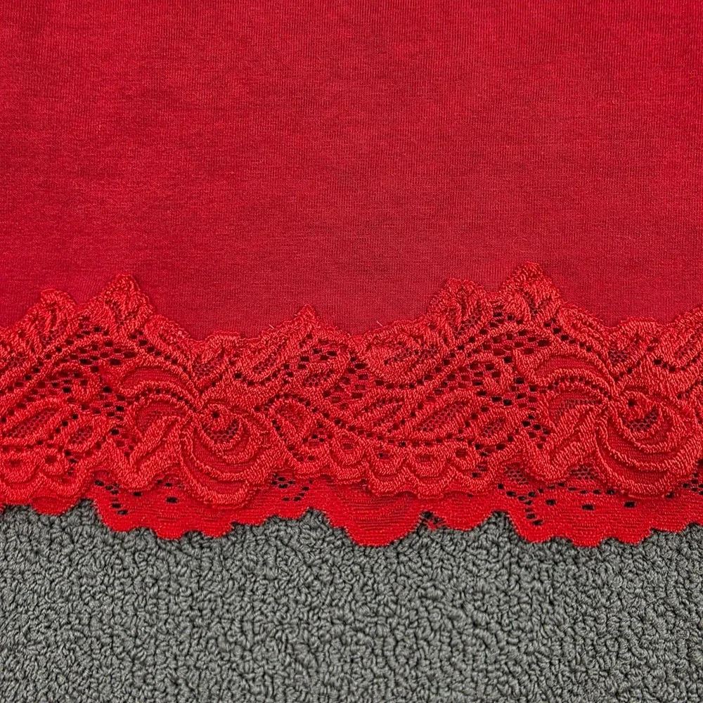 Coldwater Creek Lace Trim‎ Tank Top Women Red Scoop Neck Cotton Blend Stretch S